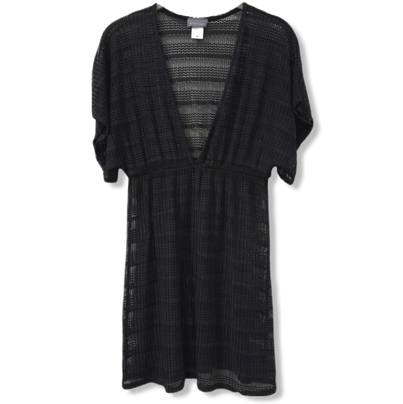Jordan Taylor Other - JORDAN TAYLOR Black Knit Lightweight Mesh Cover-Up Mini Dress, Elastic Waist, M